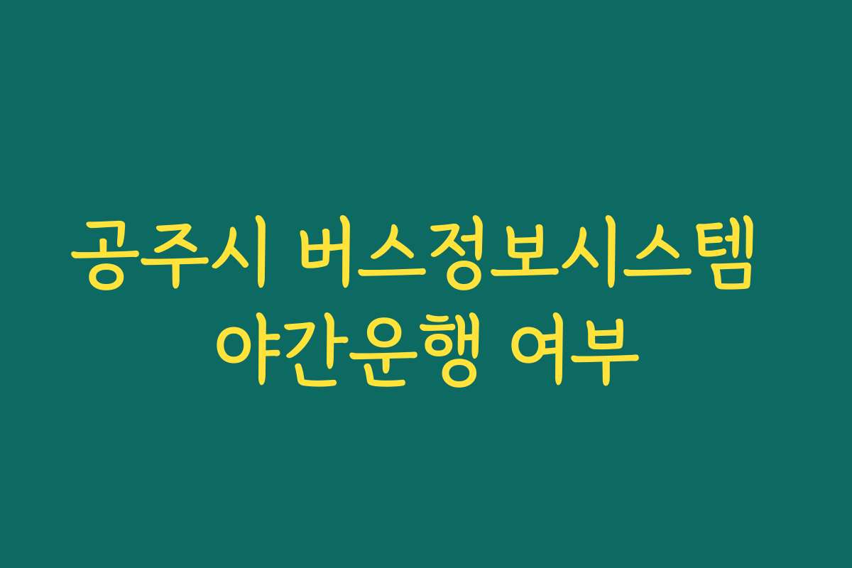 공주시 버스정보시스템 야간운행 여부