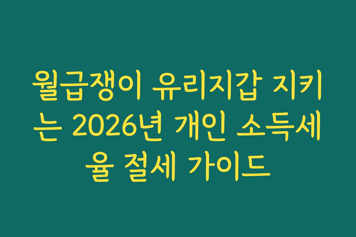월급쟁이 유리지갑 지키는 2026년 개인 소득세율 절세 가이드
