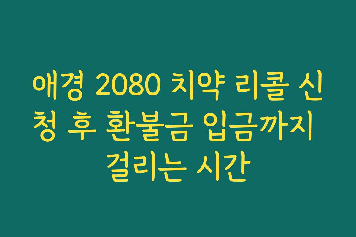 애경 2080 치약 리콜 신청 후 환불금 입금까지 걸리는 시간