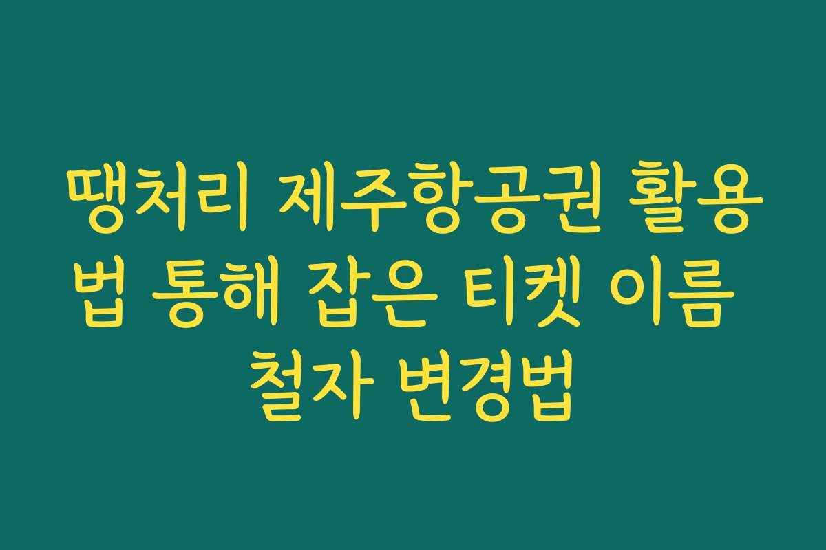 땡처리 제주항공권 활용법 통해 잡은 티켓 이름 철자 변경법