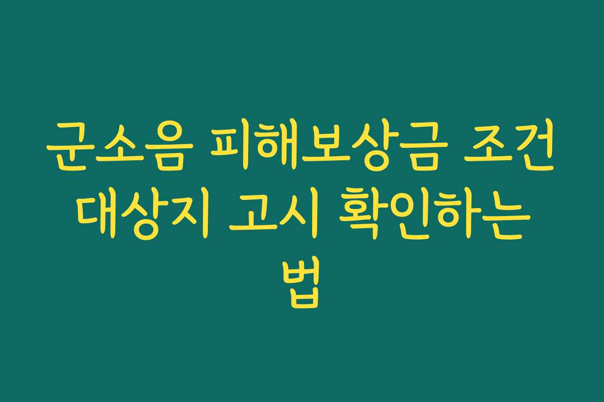 군소음 피해보상금 조건 대상지 고시 확인하는 법