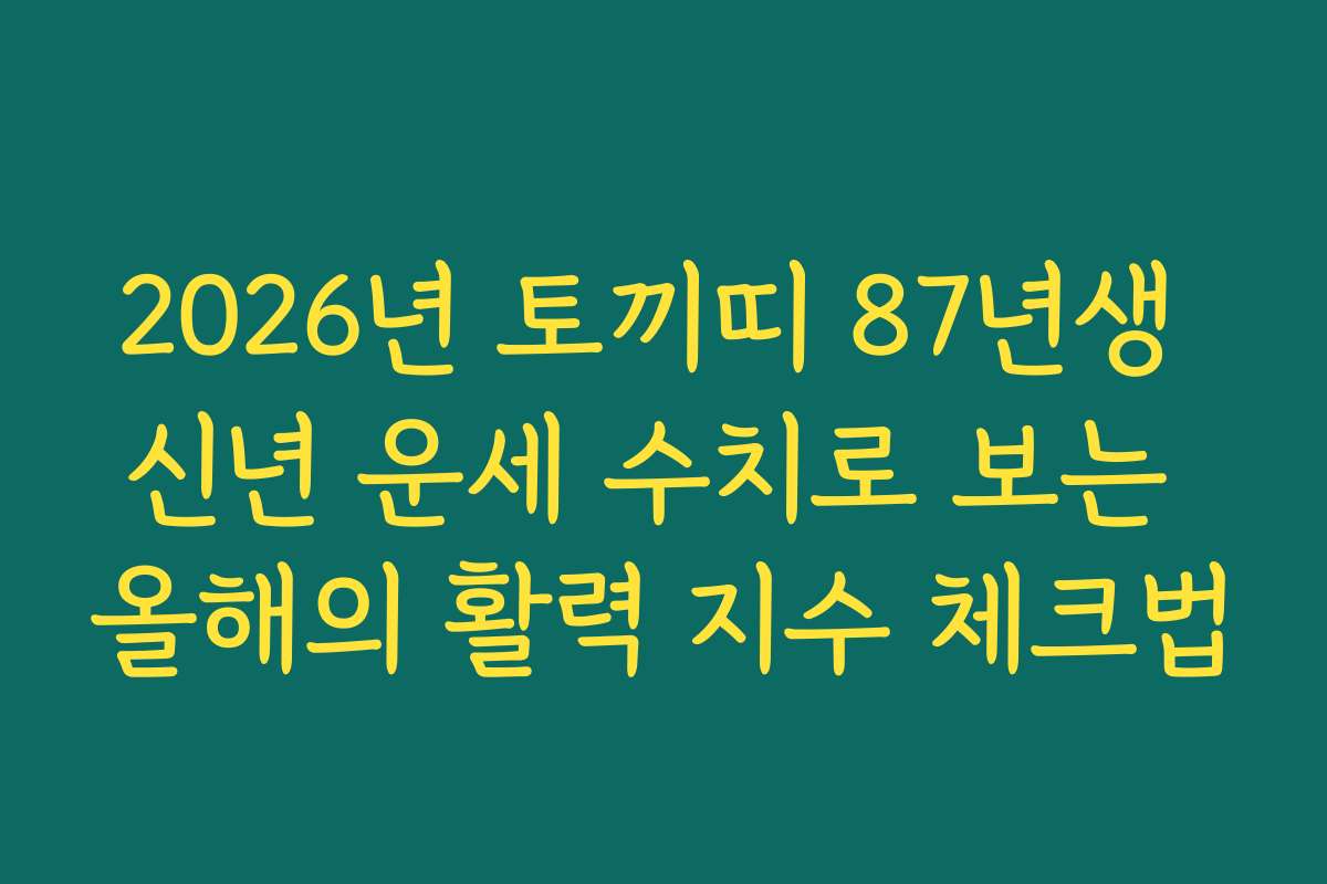 2026년 토끼띠 87년생 신년 운세 수치로 보는 올해의 활력 지수 체크법
