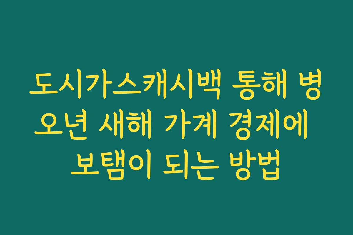 도시가스캐시백 통해 병오년 새해 가계 경제에 보탬이 되는 방법