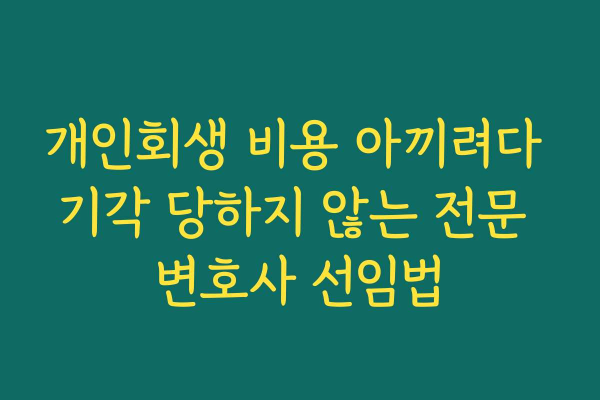 개인회생 비용 아끼려다 기각 당하지 않는 전문 변호사 선임법