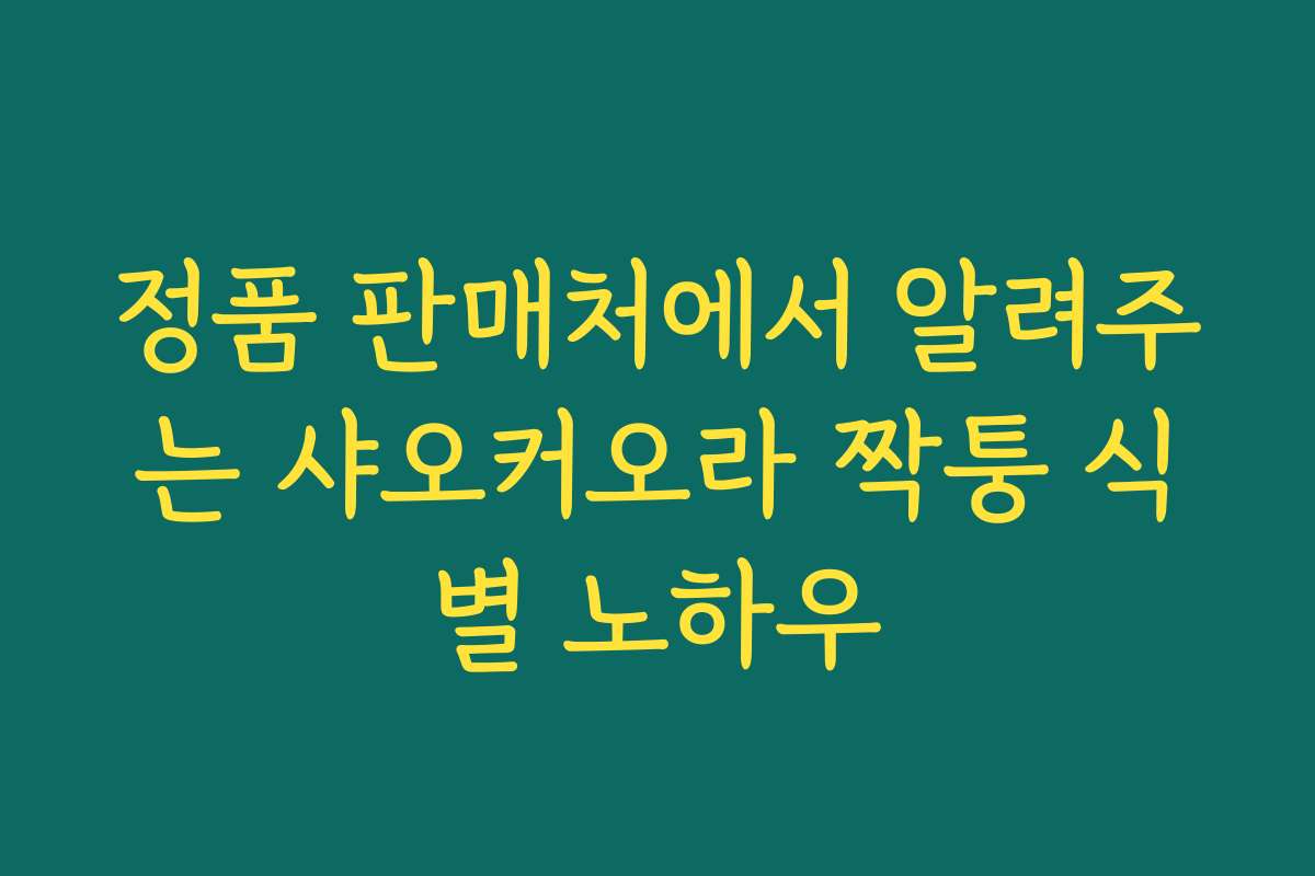 정품 판매처에서 알려주는 샤오커오라 짝퉁 식별 노하우