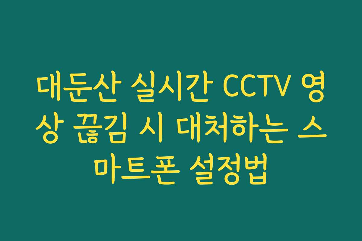 대둔산 실시간 CCTV 영상 끊김 시 대처하는 스마트폰 설정법