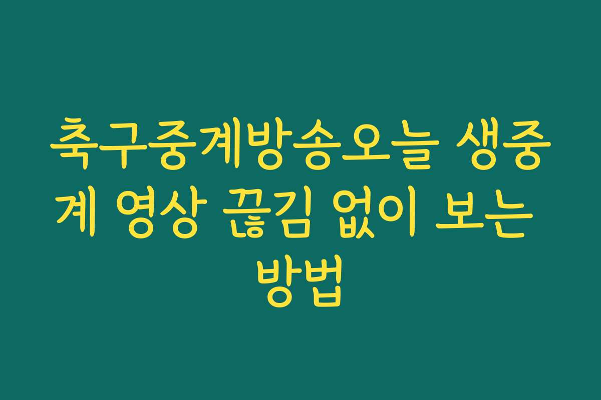 축구중계방송오늘 생중계 영상 끊김 없이 보는 방법