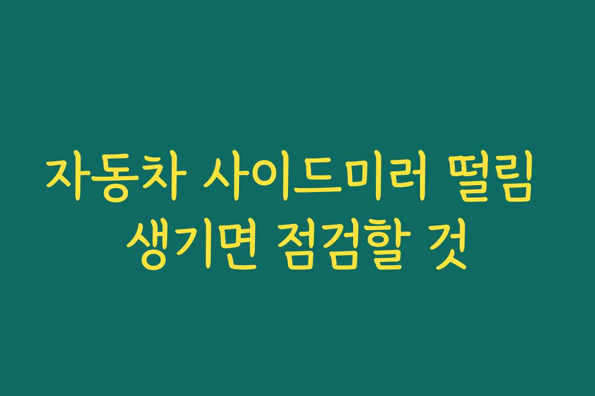 자동차 사이드미러 떨림 생기면 점검할 것