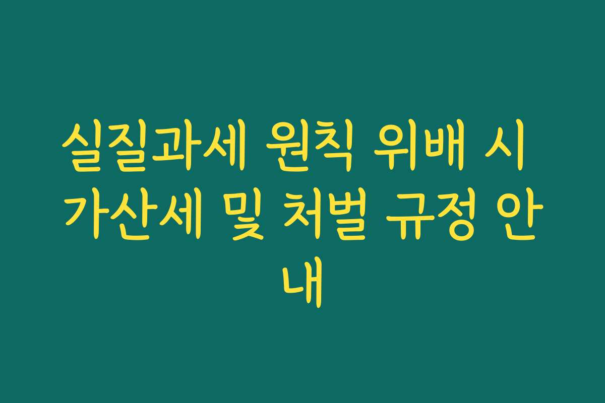 실질과세 원칙 위배 시 가산세 및 처벌 규정 안내