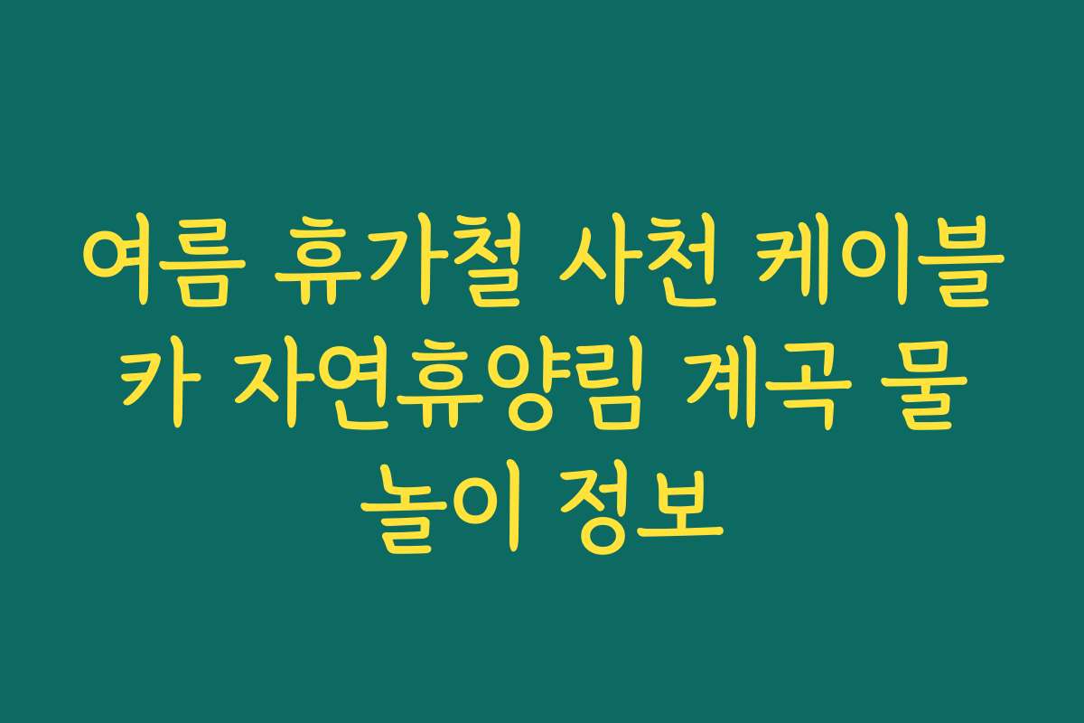 여름 휴가철 사천 케이블카 자연휴양림 계곡 물놀이 정보