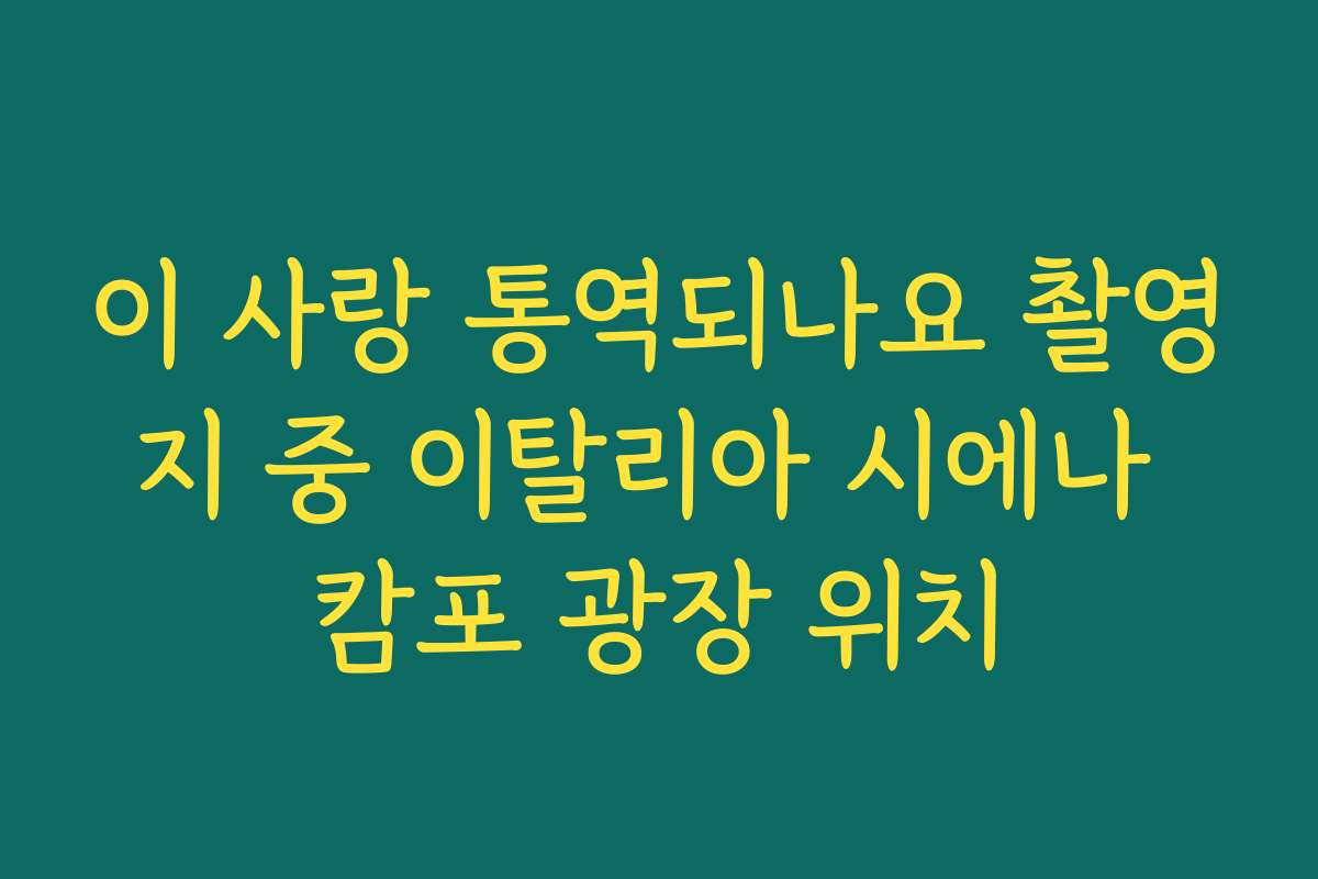 이 사랑 통역되나요 촬영지 중 이탈리아 시에나 캄포 광장 위치