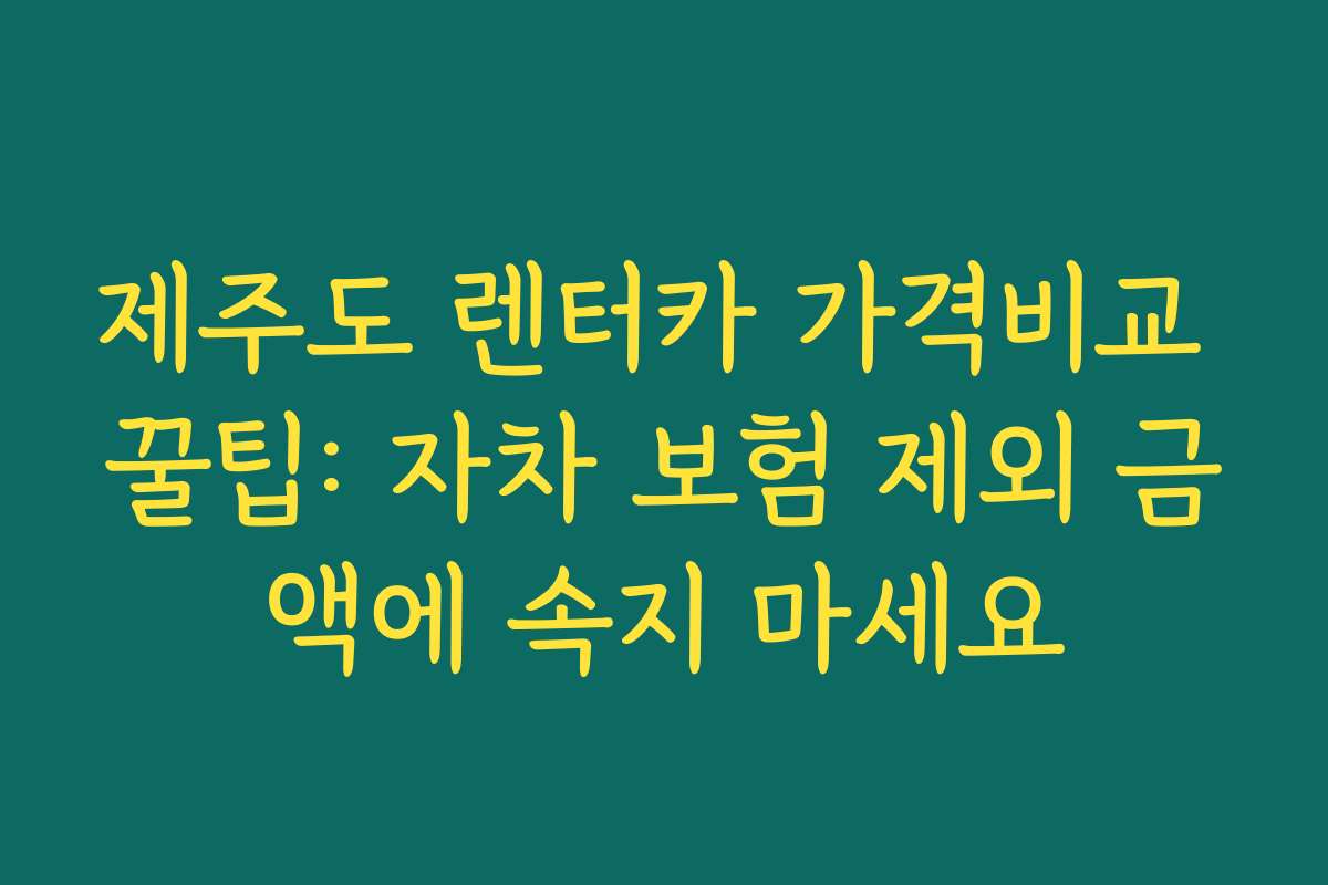 제주도 렌터카 가격비교 꿀팁: 자차 보험 제외 금액에 속지 마세요