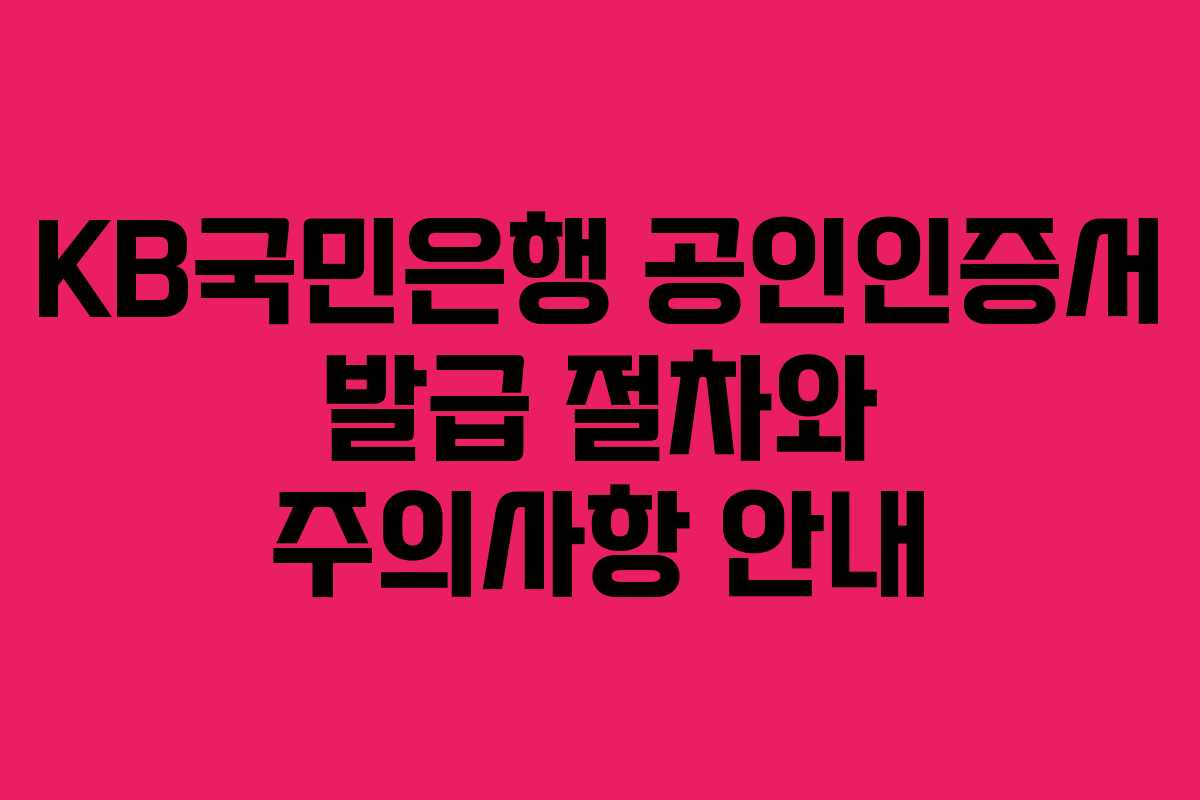 KB국민은행 공인인증서 발급 절차와 주의사항 안내