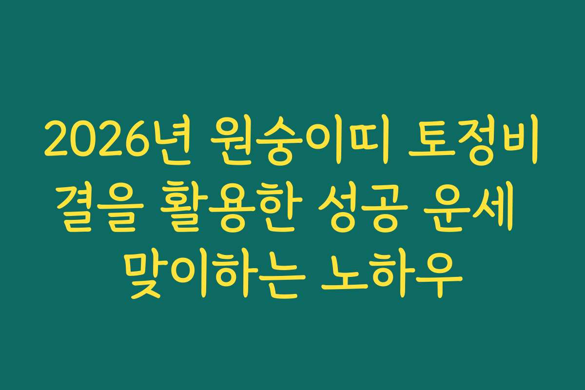 2026년 원숭이띠 토정비결을 활용한 성공 운세 맞이하는 노하우