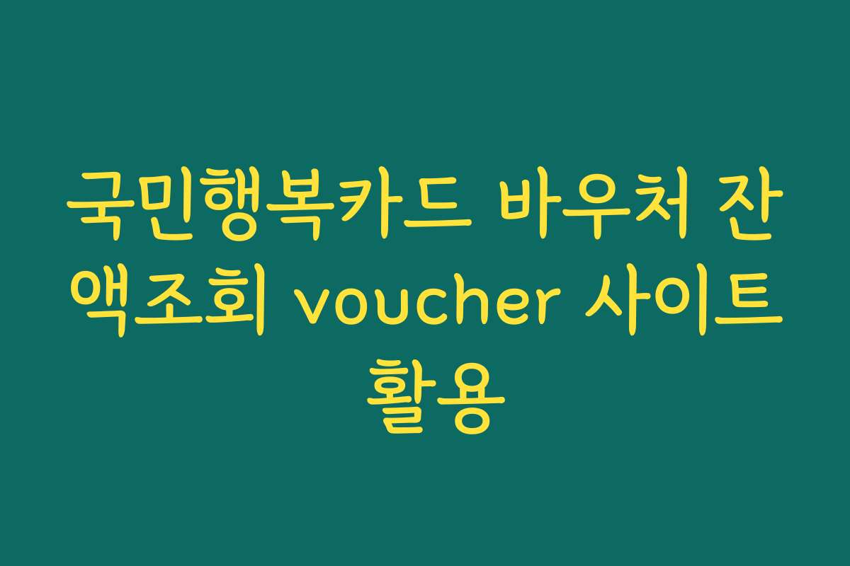 국민행복카드 바우처 잔액조회 voucher 사이트 활용