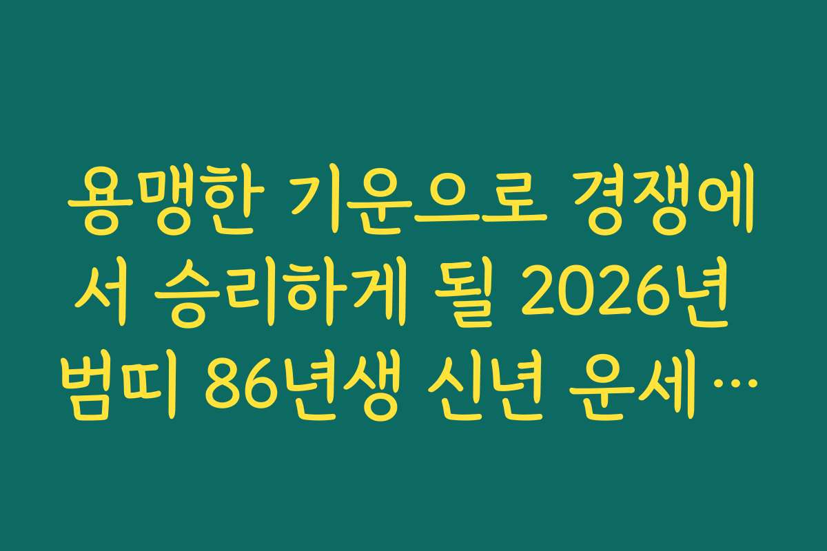 용맹한 기운으로 경쟁에서 승리하게 될 2026년 범띠 86년생 신년 운세 전망