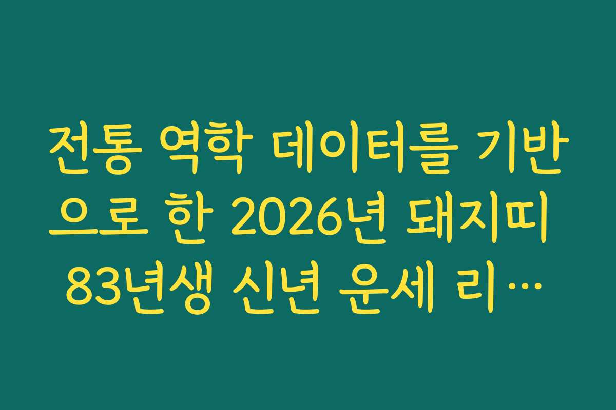 전통 역학 데이터를 기반으로 한 2026년 돼지띠 83년생 신년 운세 리포트