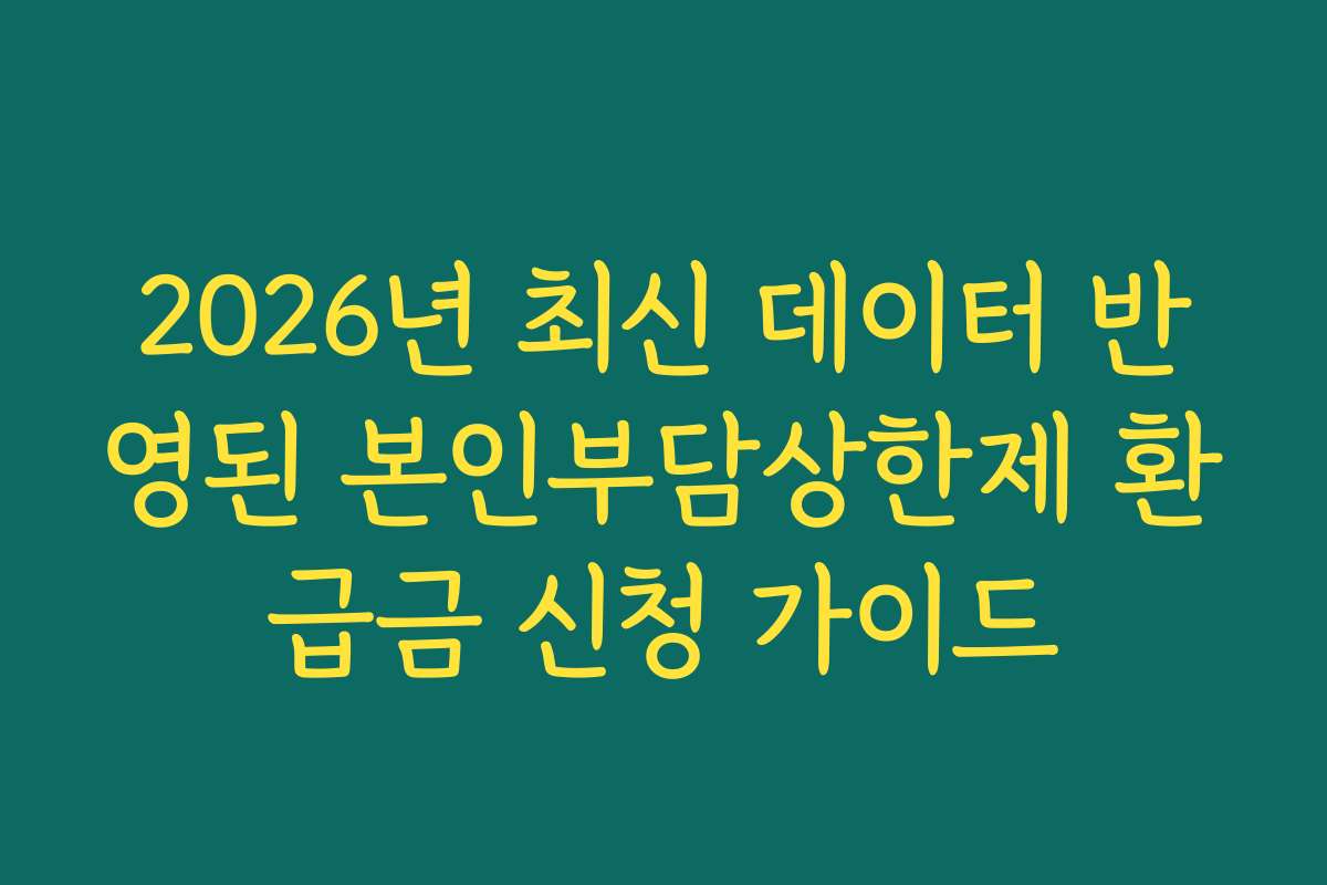 2026년 최신 데이터 반영된 본인부담상한제 환급금 신청 가이드