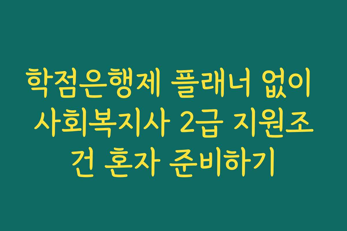 학점은행제 플래너 없이 사회복지사 2급 지원조건 혼자 준비하기