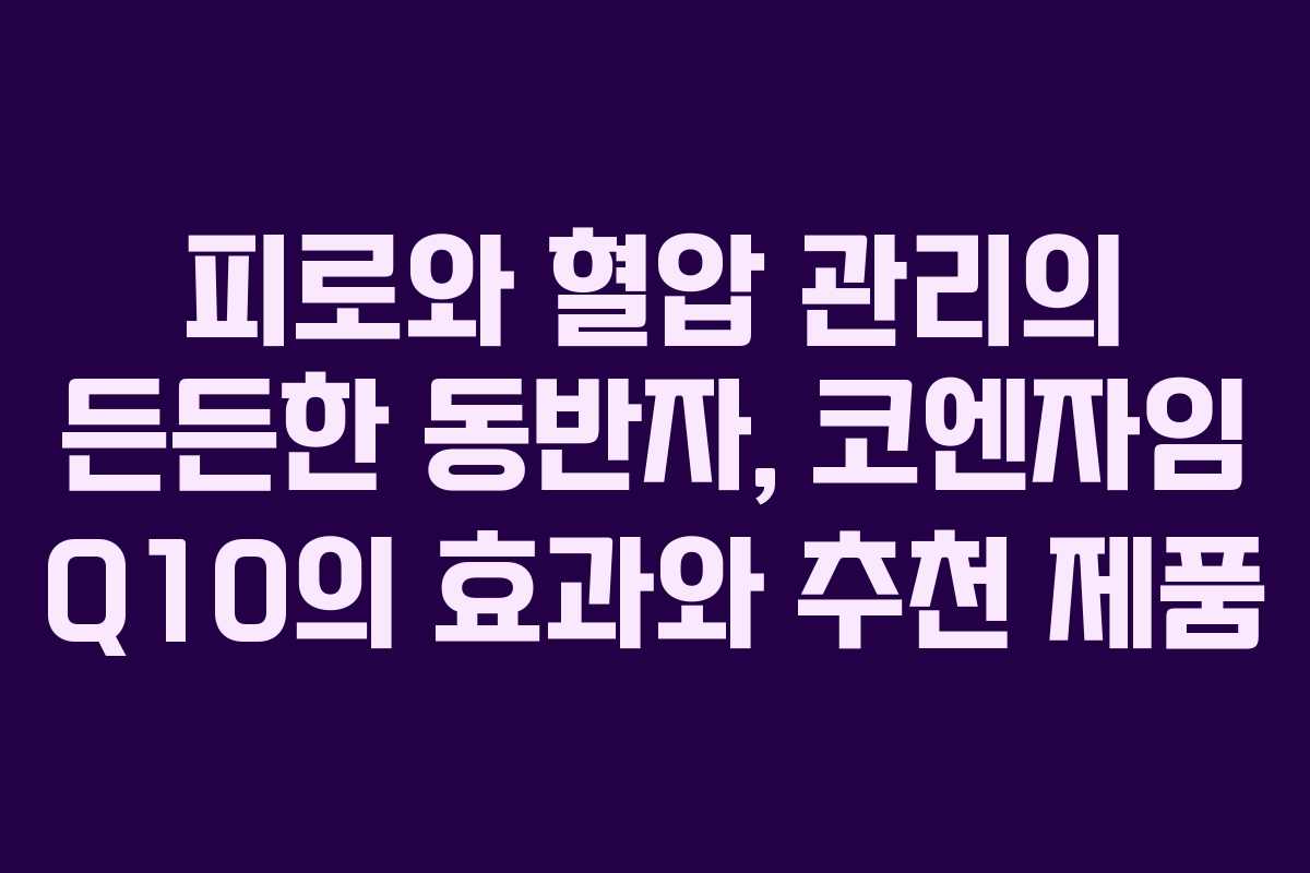 피로와 혈압 관리의 든든한 동반자, 코엔자임 Q10의 효과와 추천 제품