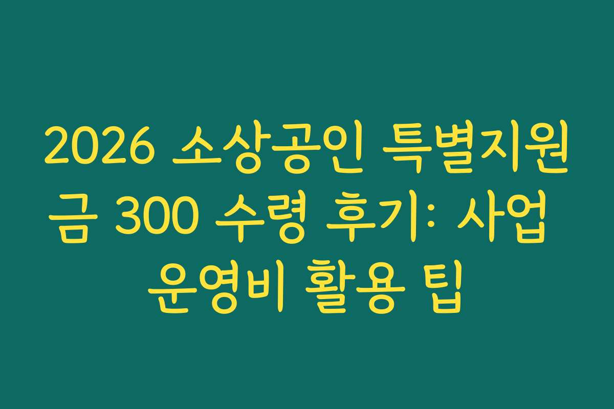 2026 소상공인 특별지원금 300 수령 후기: 사업 운영비 활용 팁