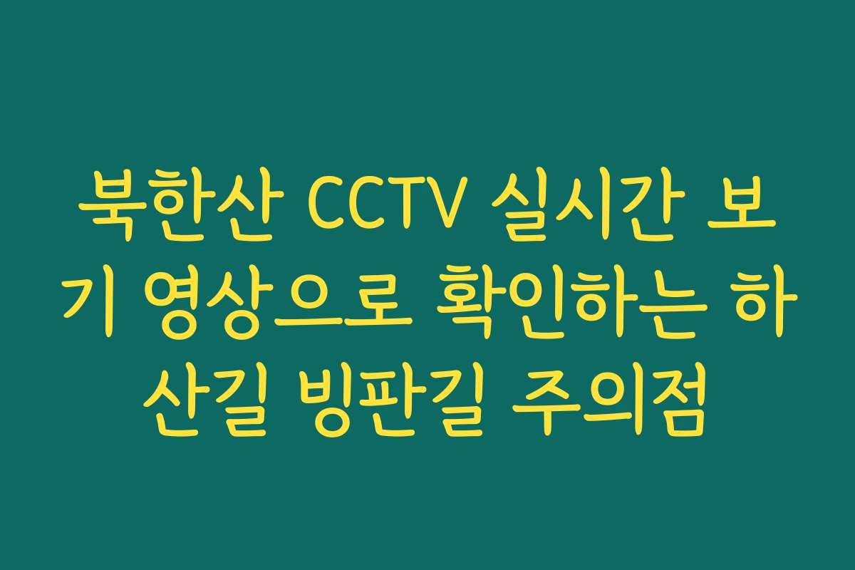북한산 CCTV 실시간 보기 영상으로 확인하는 하산길 빙판길 주의점
