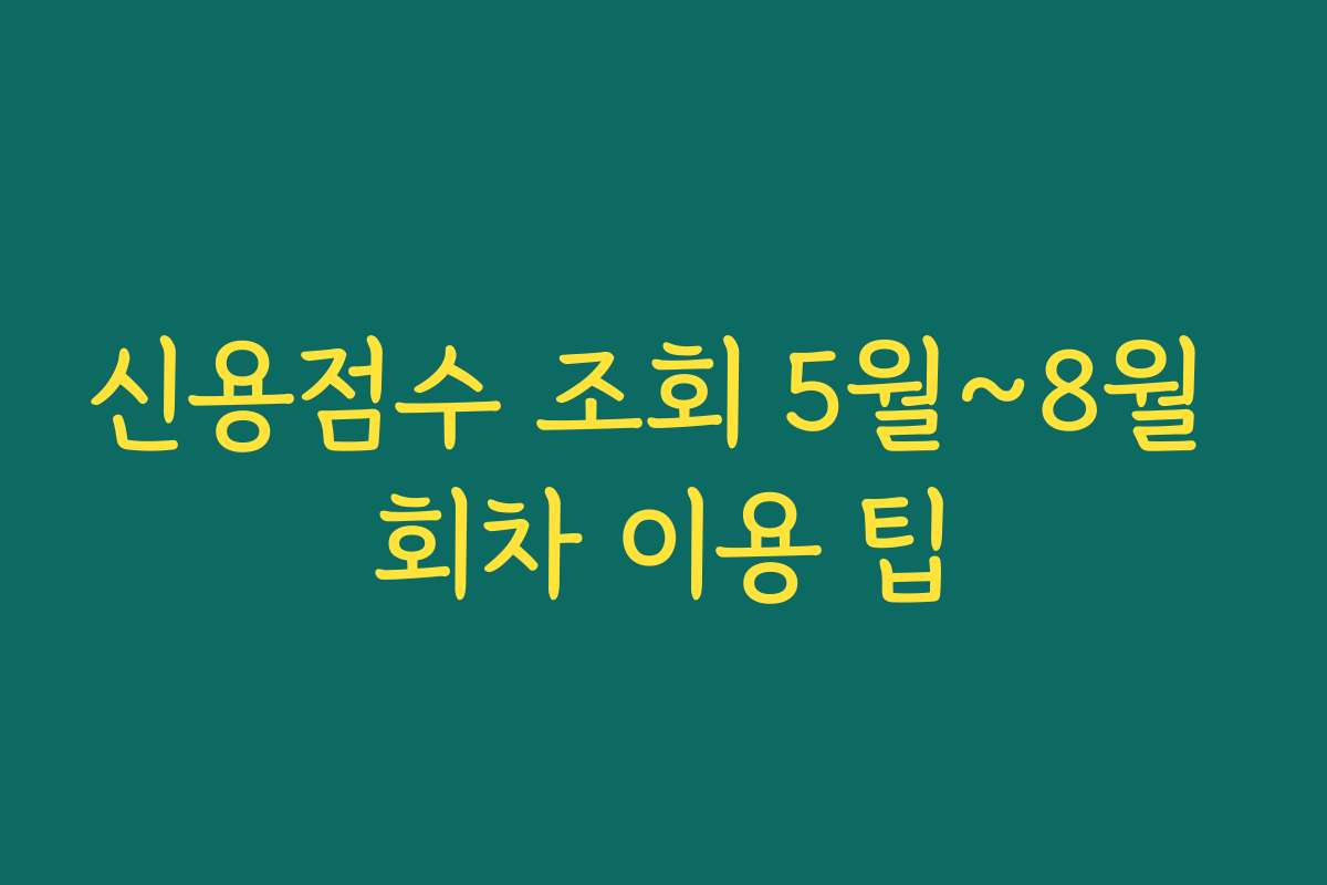 신용점수 조회 5월~8월 회차 이용 팁