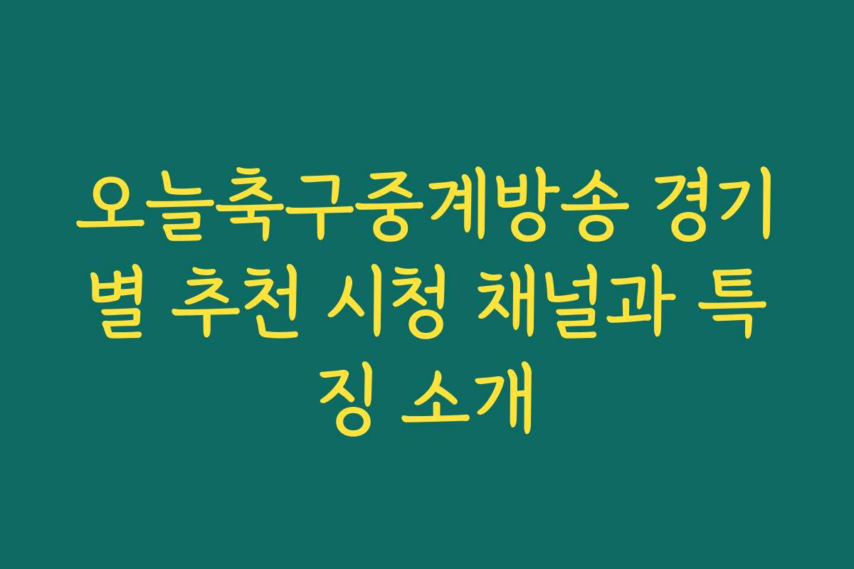 오늘축구중계방송 경기별 추천 시청 채널과 특징 소개