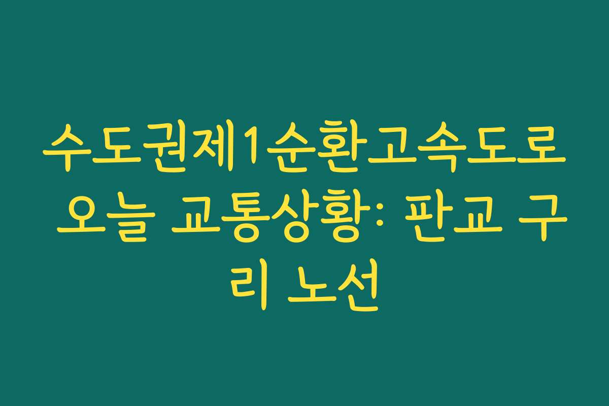 수도권제1순환고속도로 오늘 교통상황: 판교 구리 노선