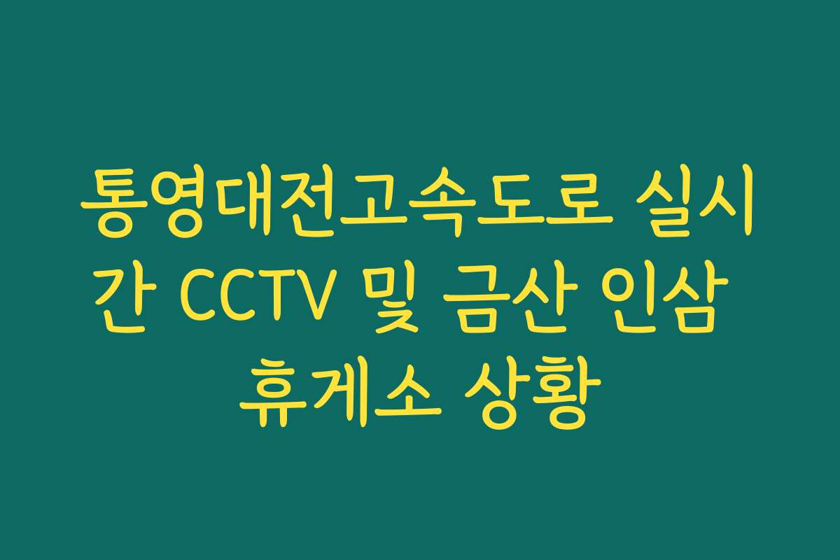 통영대전고속도로 실시간 CCTV 및 금산 인삼 휴게소 상황
