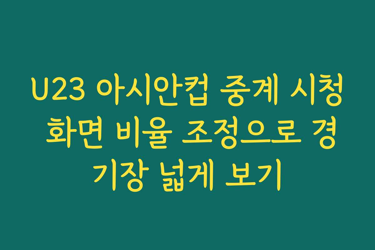 U23 아시안컵 중계 시청 화면 비율 조정으로 경기장 넓게 보기