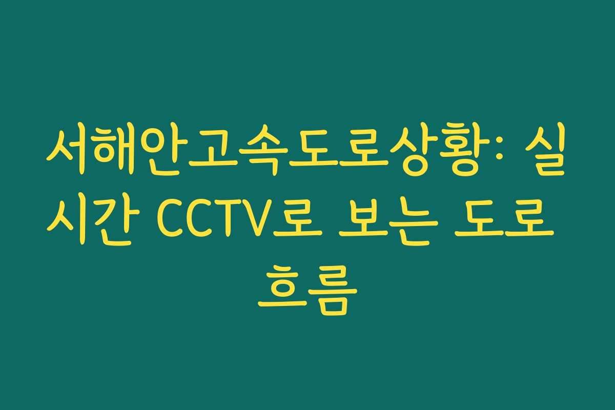 서해안고속도로상황: 실시간 CCTV로 보는 도로 흐름