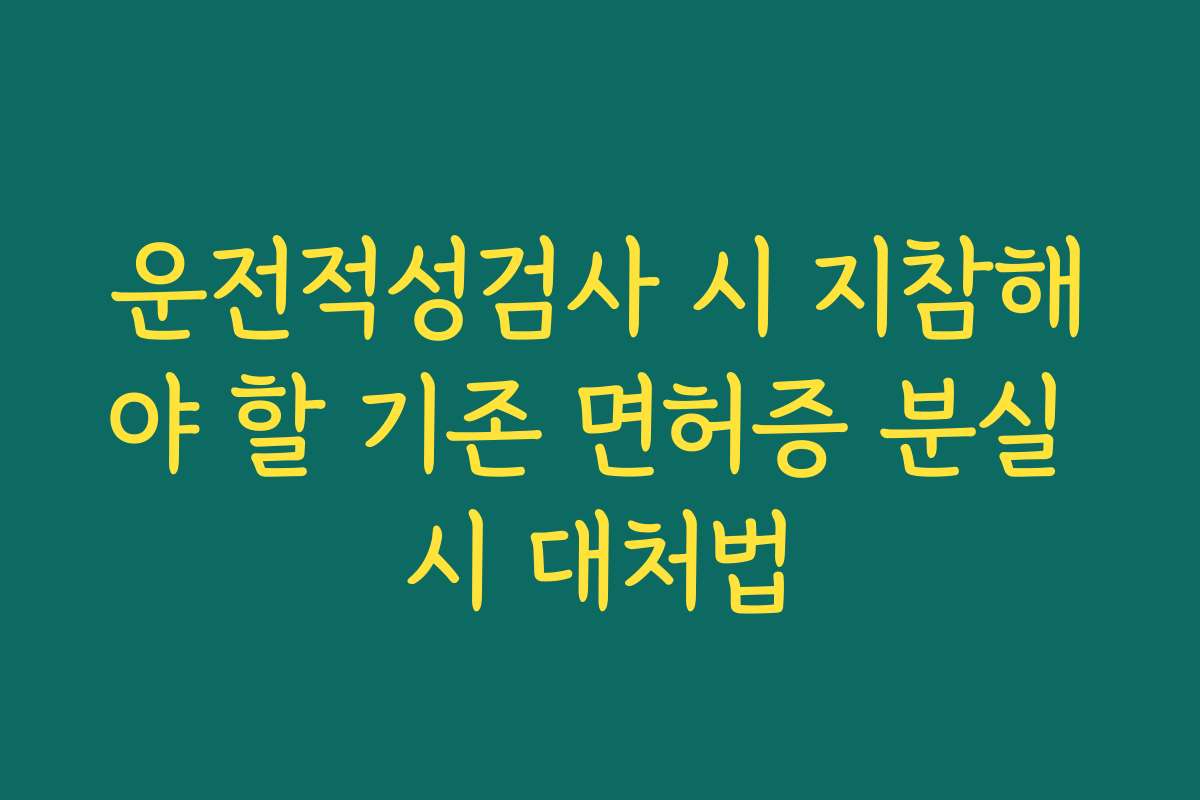 운전적성검사 시 지참해야 할 기존 면허증 분실 시 대처법