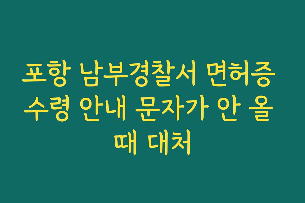 포항 남부경찰서 면허증 수령 안내 문자가 안 올 때 대처