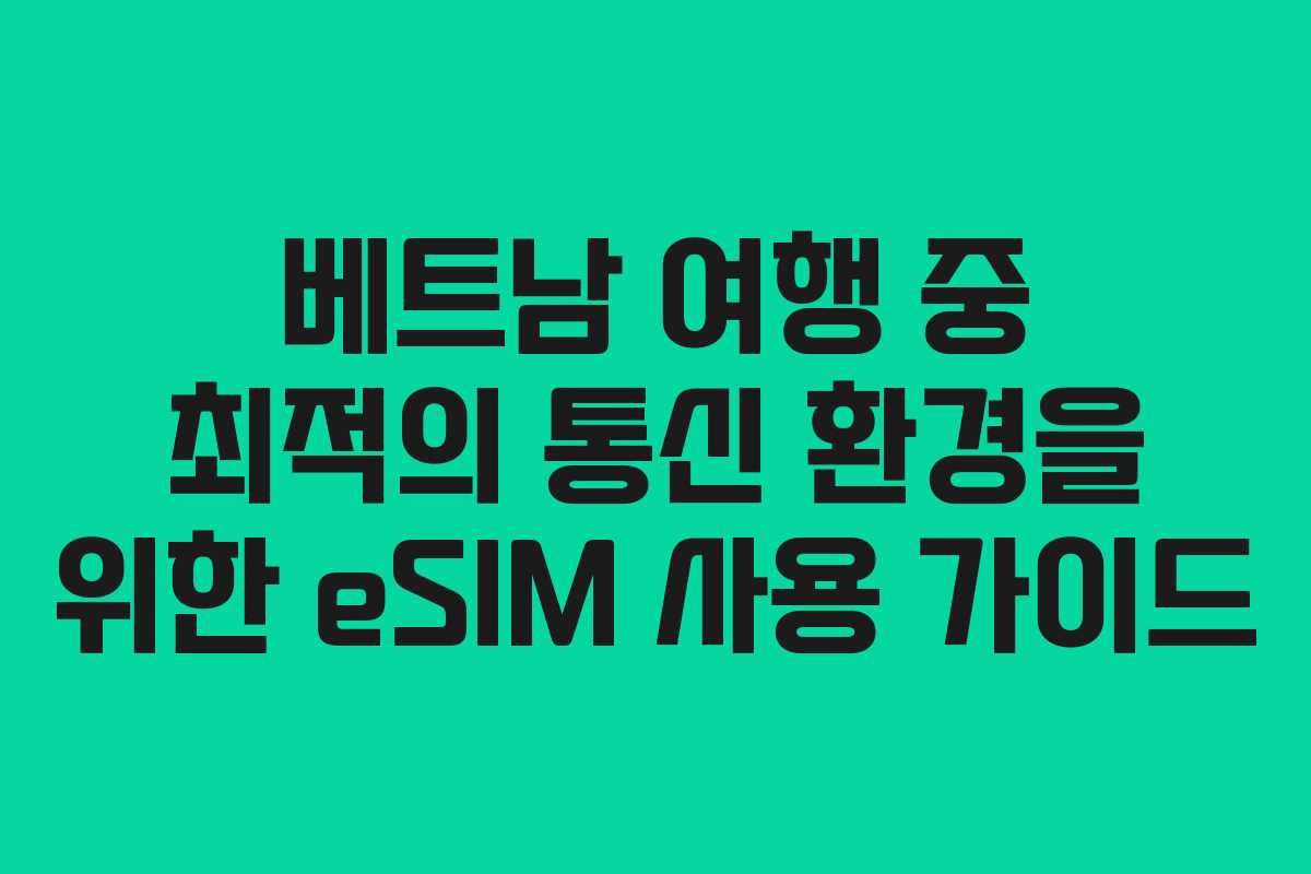 베트남 여행 중 최적의 통신 환경을 위한 eSIM 사용 가이드