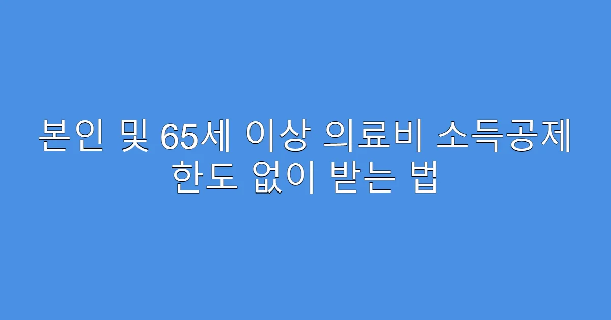 본인 및 65세 이상 의료비 소득공제 한도 없이 받는 법