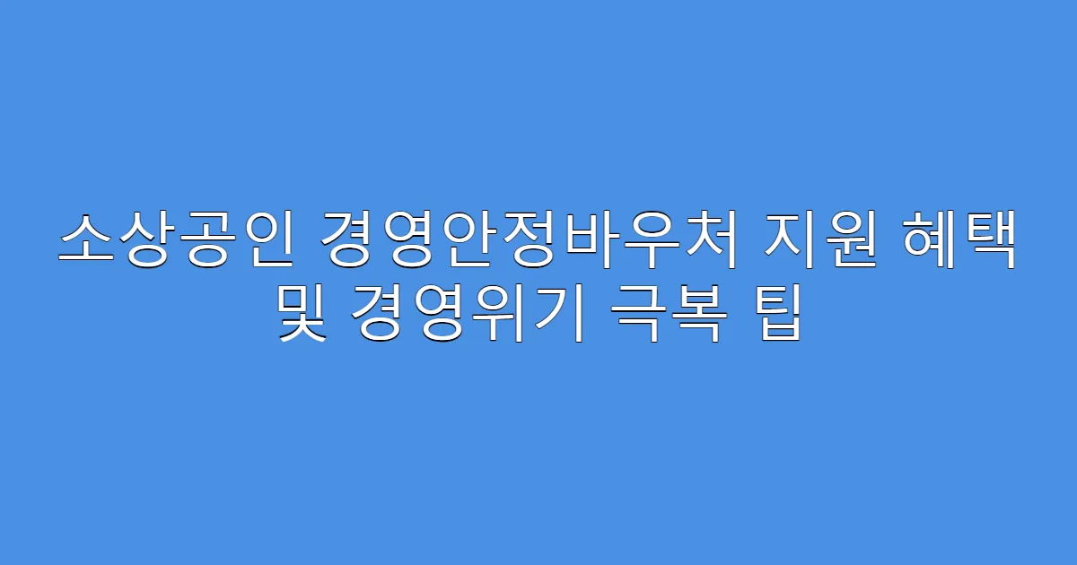 소상공인 경영안정바우처 지원 혜택 및 경영위기 극복 팁