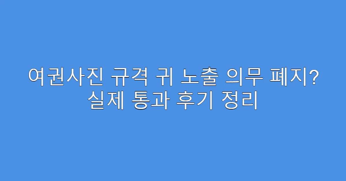 여권사진 규격 귀 노출 의무 폐지? 실제 통과 후기 정리