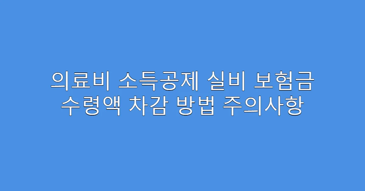 의료비 소득공제 실비 보험금 수령액 차감 방법 주의사항