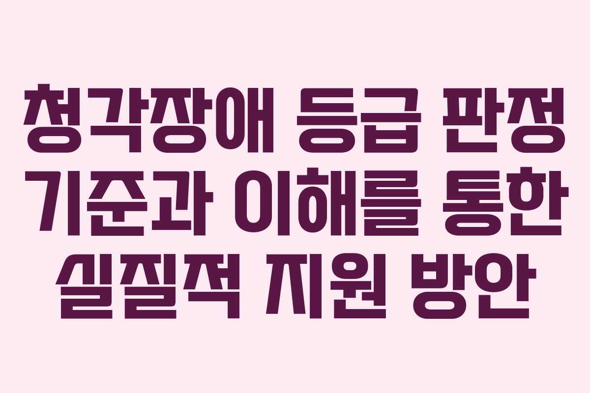 청각장애 등급 판정 기준과 이해를 통한 실질적 지원 방안