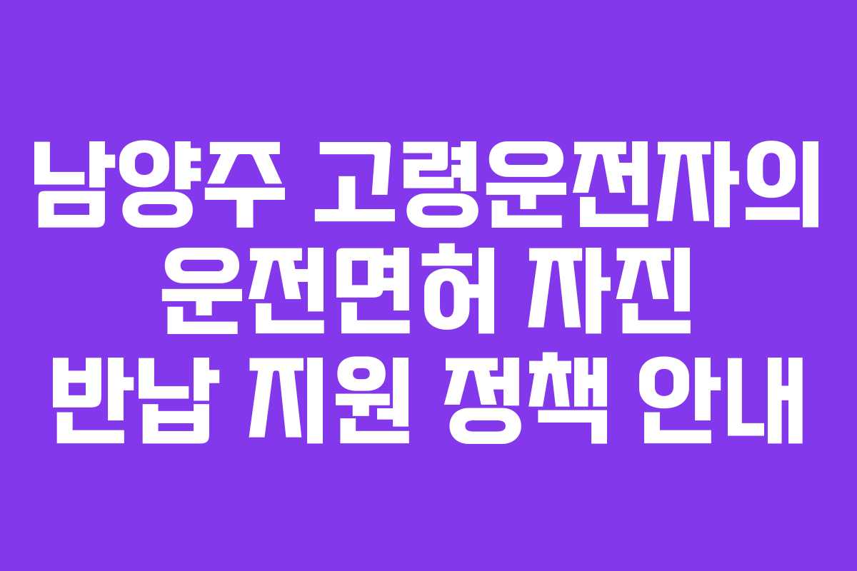 남양주 고령운전자의 운전면허 자진 반납 지원 정책 안내