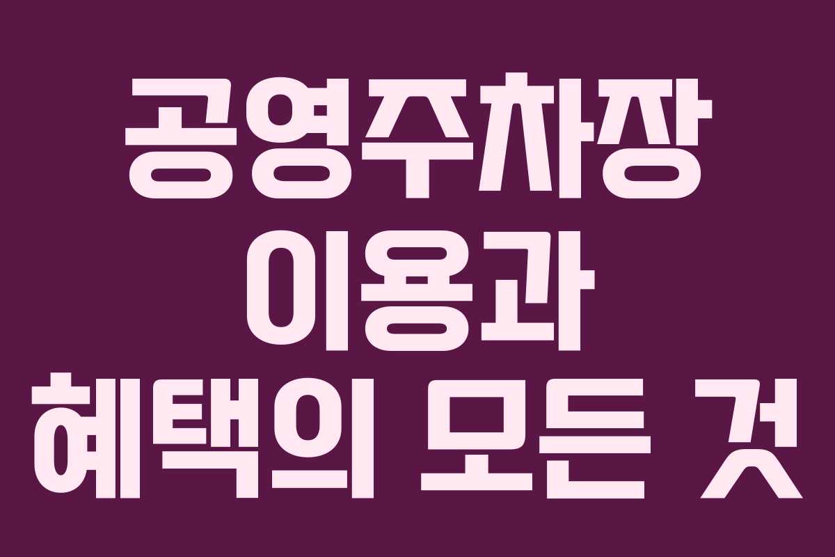 공영주차장 이용과 혜택의 모든 것