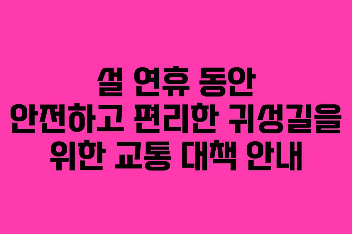 설 연휴 동안 안전하고 편리한 귀성길을 위한 교통 대책 안내
