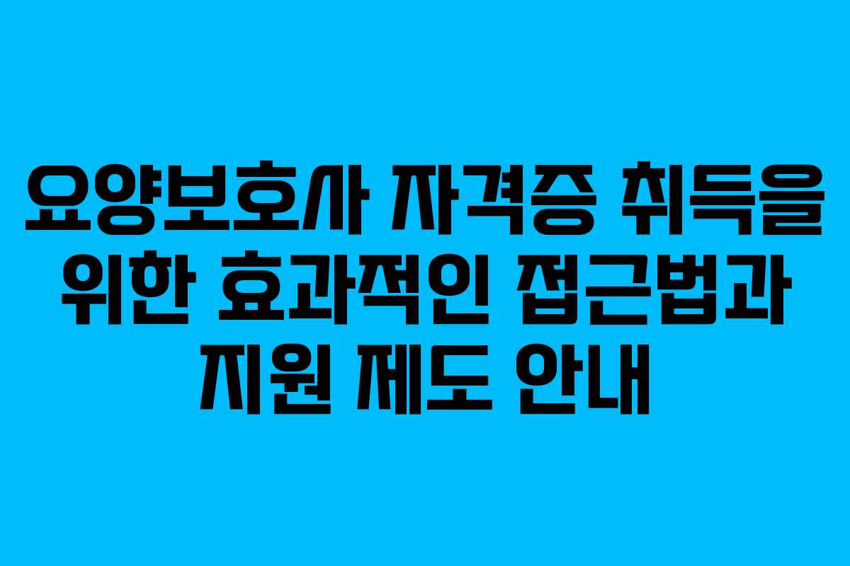 요양보호사 자격증 취득을 위한 효과적인 접근법과 지원 제도 안내