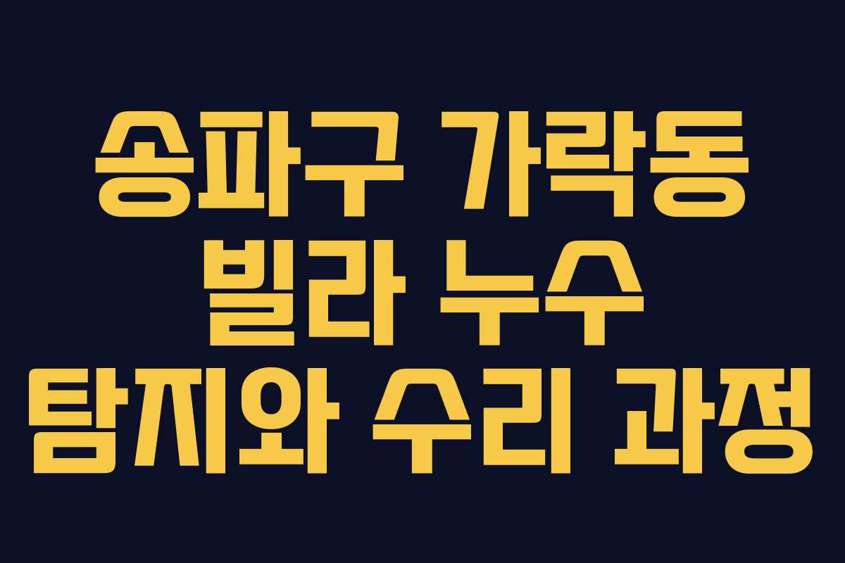 송파구 가락동 빌라 누수 탐지와 수리 과정