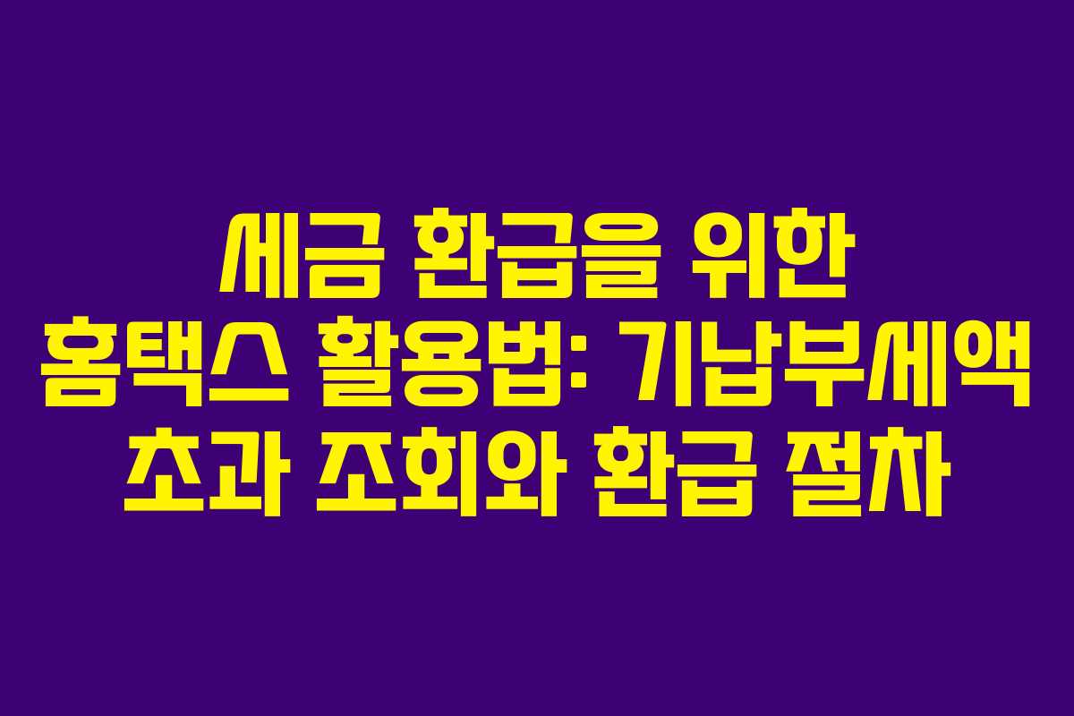 세금 환급을 위한 홈택스 활용법: 기납부세액 초과 조회와 환급 절차