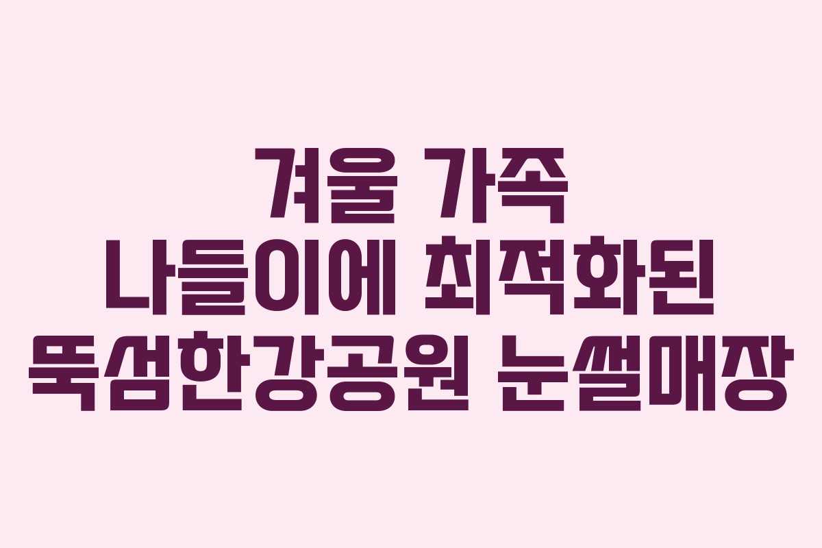 겨울 가족 나들이에 최적화된 뚝섬한강공원 눈썰매장
