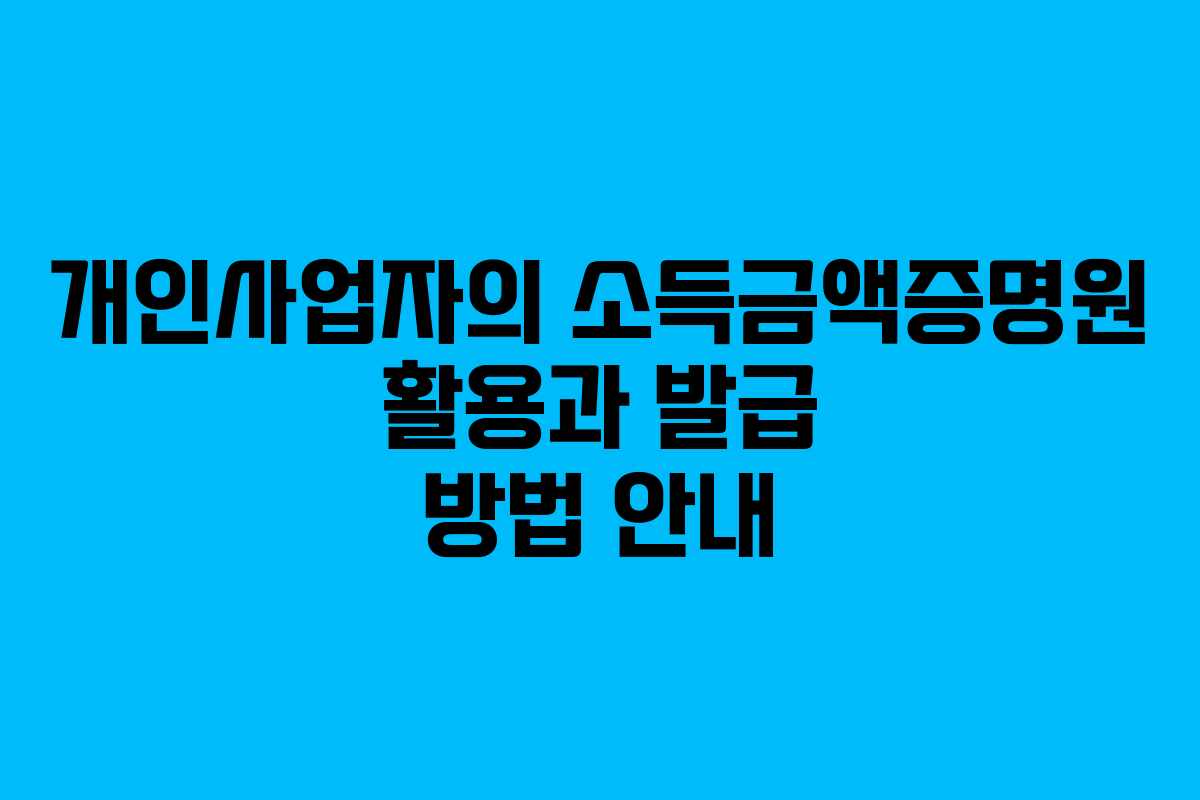 개인사업자의 소득금액증명원 활용과 발급 방법 안내