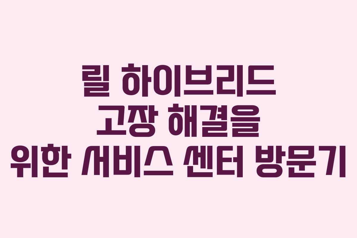 릴 하이브리드 고장 해결을 위한 서비스 센터 방문기