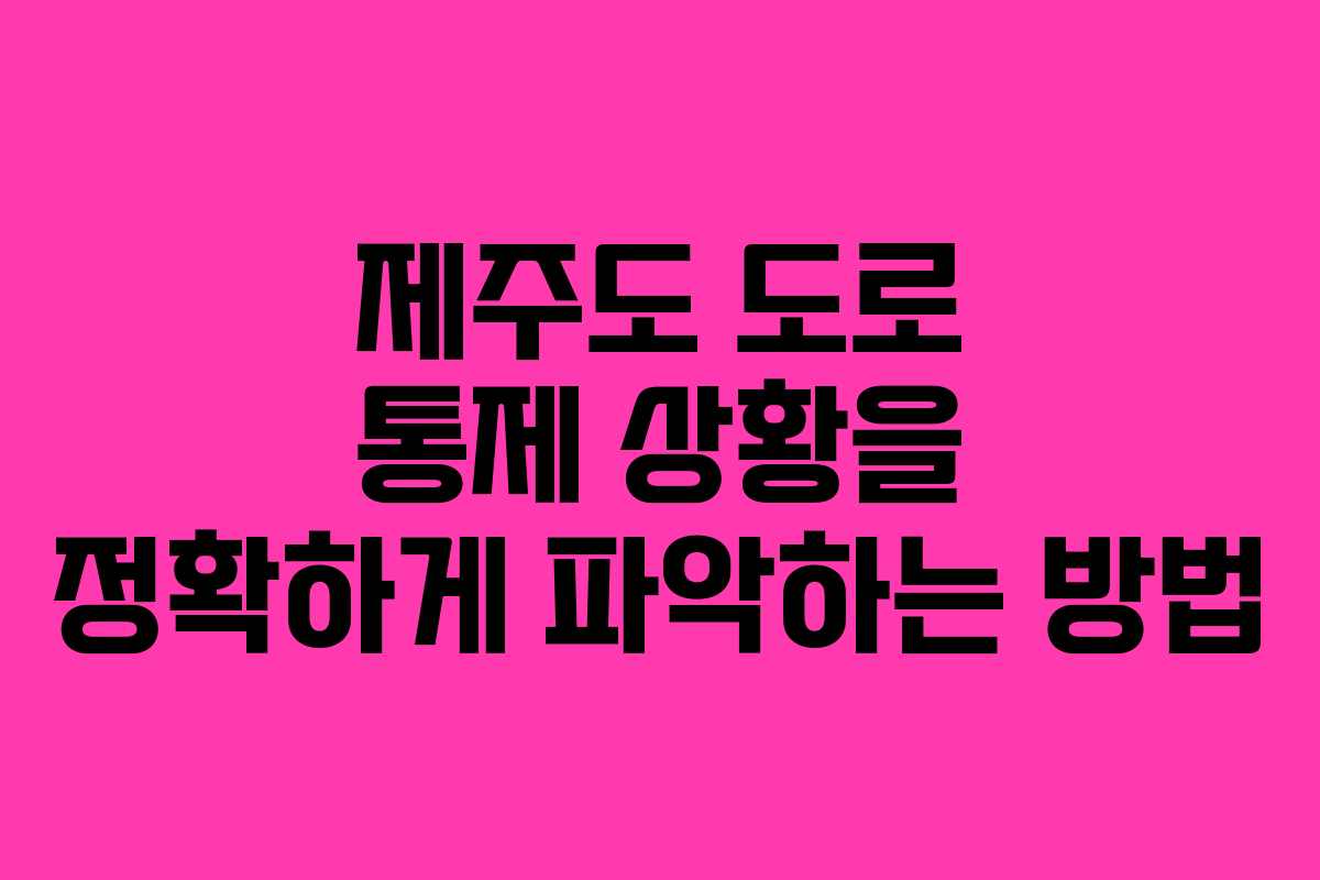 제주도 도로 통제 상황을 정확하게 파악하는 방법